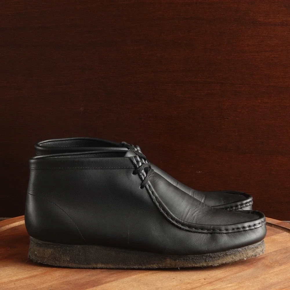 Clarks Boots Mens SZ 11M BLK Originals Wallabee Leather Moc Toe Classic Neutral